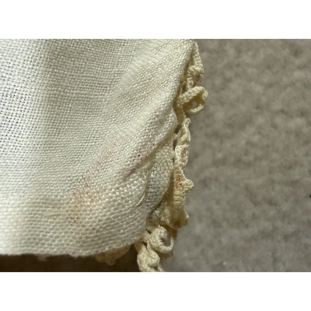 Vtg Handmade Pillow Sham Embroidered Cutwork Crochet Lace Victorian 14x19 Shabby